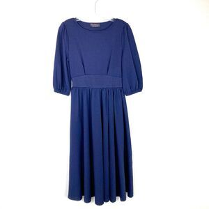 CurlBiuty NWT Women’s Fit & Flare Midi Dress Size S Blue Office Business